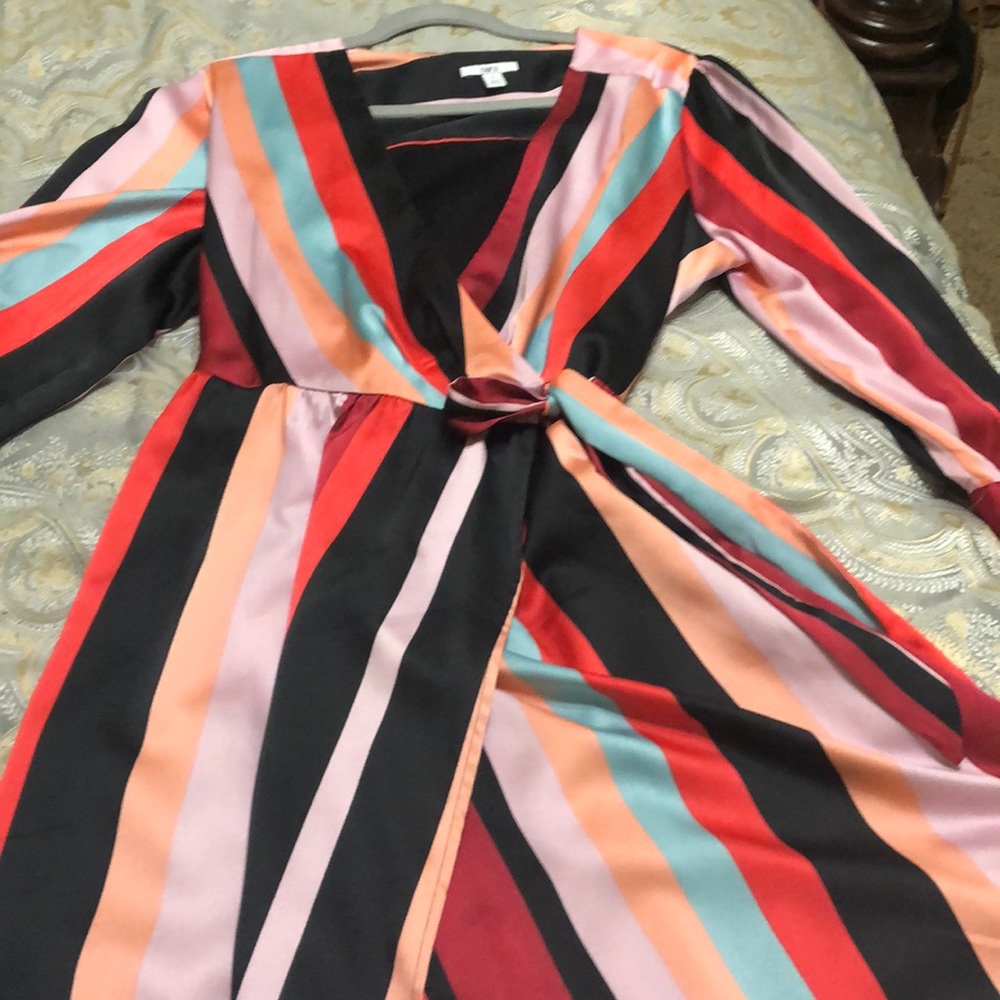 Multi color silk wrap dress